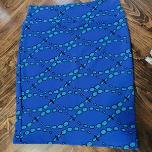 Blue pattern Lularoe knit skirt size L